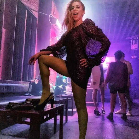 For Love & Lemons La Villette Mini Dress Purple sequins Balloon Sleeves 80s!  M - Picture 12 of 15